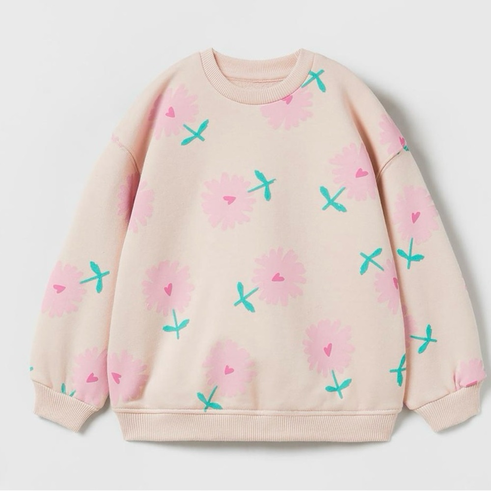 Zara Pink and Green Floral Top Size 4-5T Excellent Condition